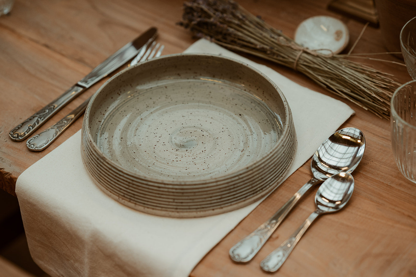 Rustic diep bord ijsblauw ∅20