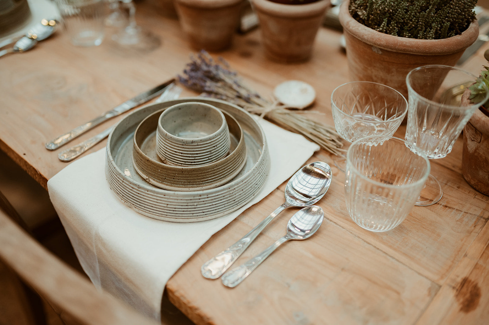 Rustic diep bord ijsblauw ∅20