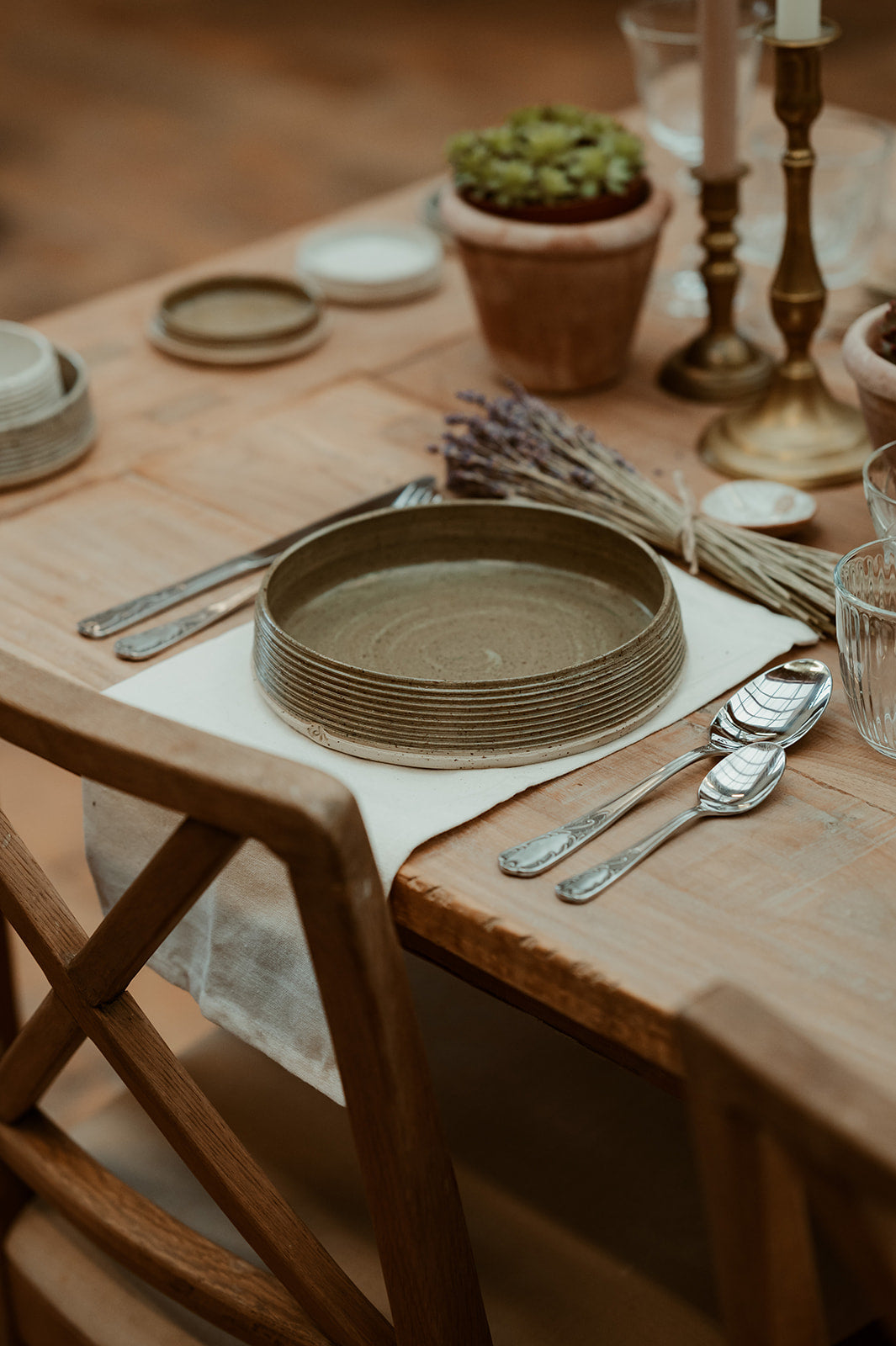 Rustic diep bord olijfgroen ∅20